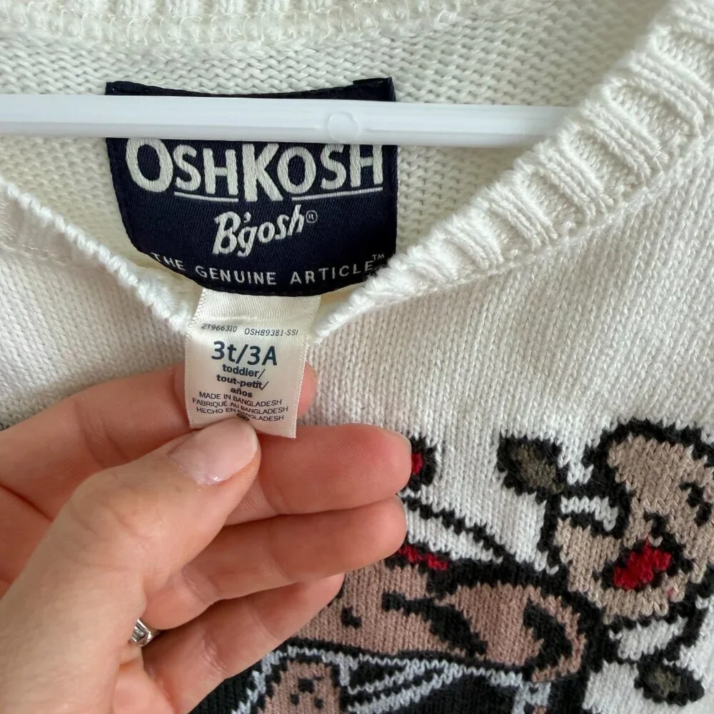 OshKosh B’gosh Toddler Sweater Bear Graphic 3T NWT